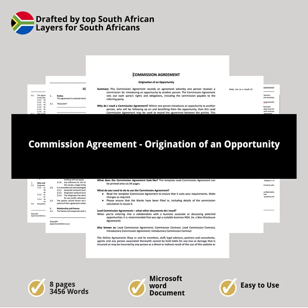 Commission Agreement Origination of an Opportunity