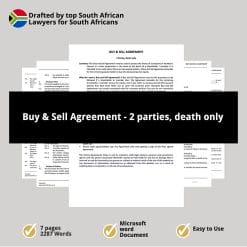 Buy Sell Agreement 2 parties death only 1
