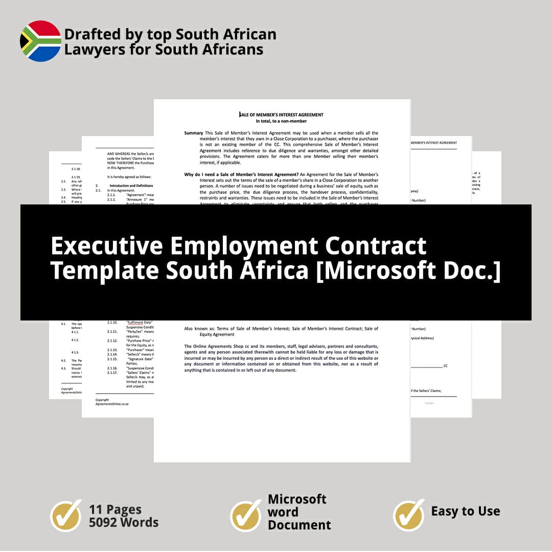 Executive Employment Contract South Africa Agreements Online