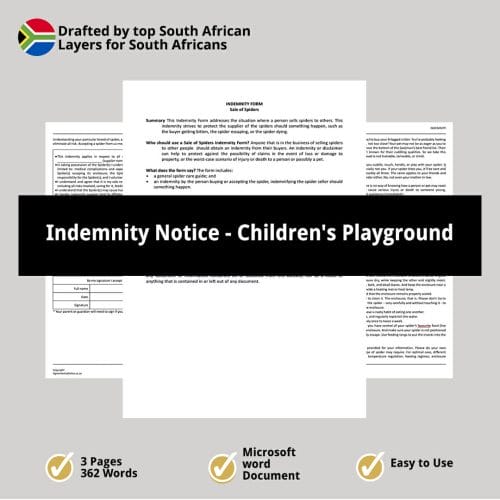 Indemnity Notice Childrens Playground