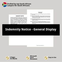 Indemnity Notice General Display 1
