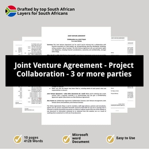 Joint Venture Agreement Project Collaboration 3 or more parties