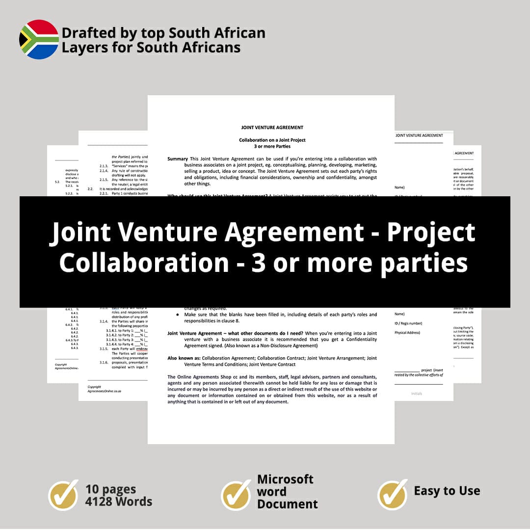 Joint Venture Agreement Project Collaboration 3 or more parties