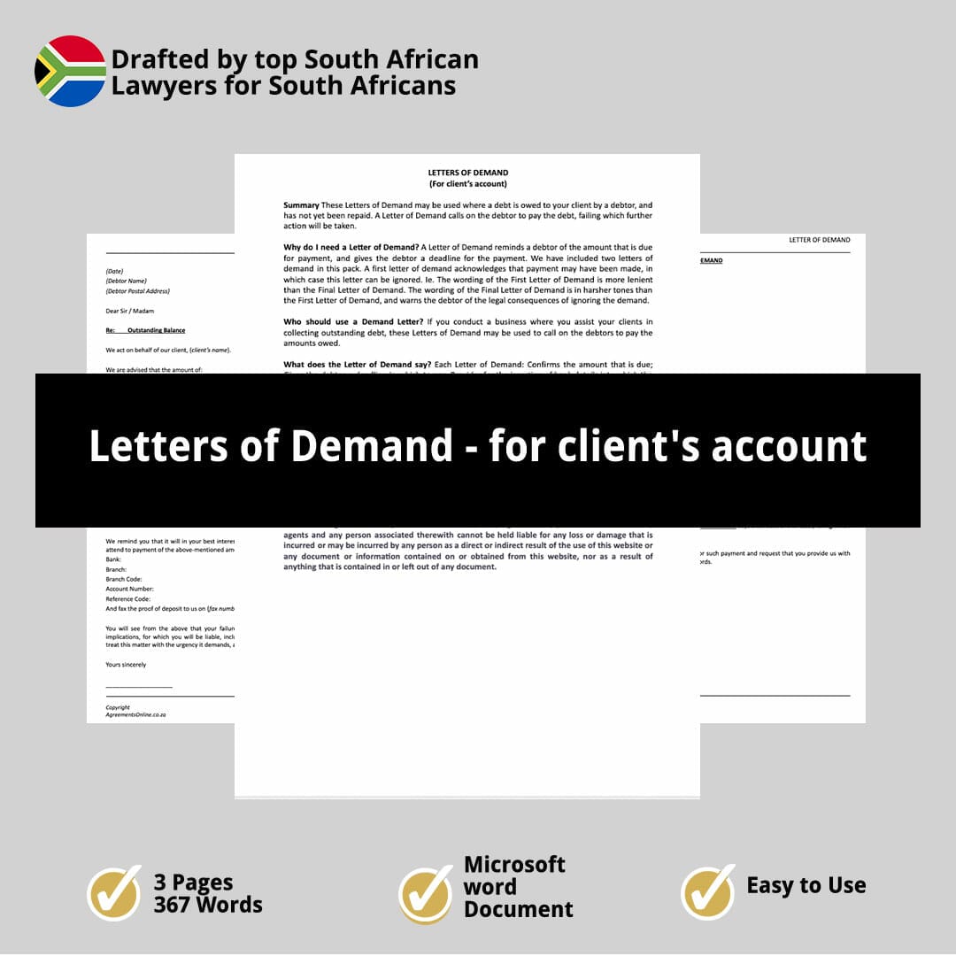 Letter Of Demand For Eviction Template South Africa