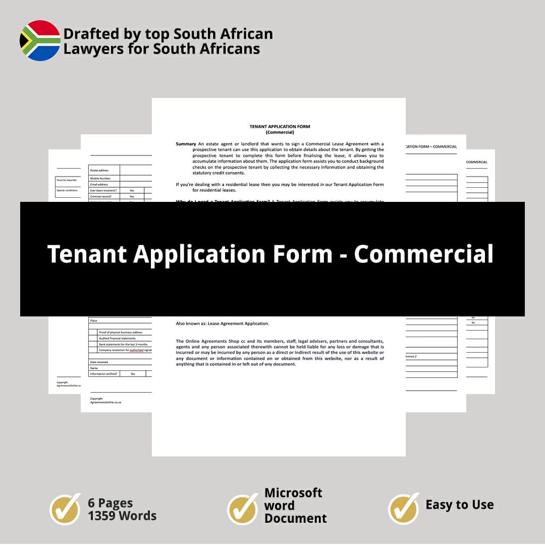 Tenant Application Form Commercial 1 Tenant Application Form Commercial 1