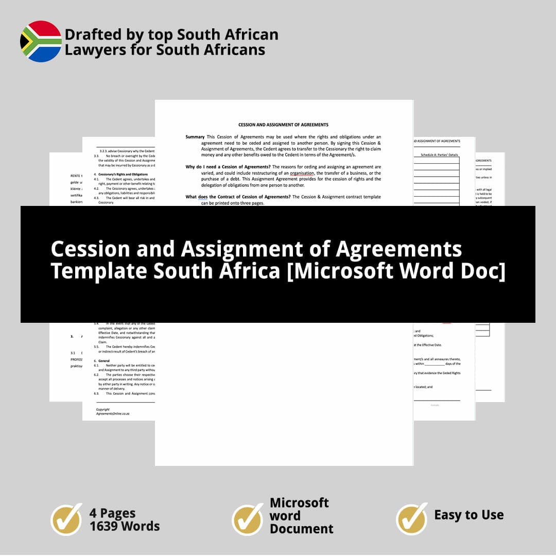 cession and assignment agreement template south africa