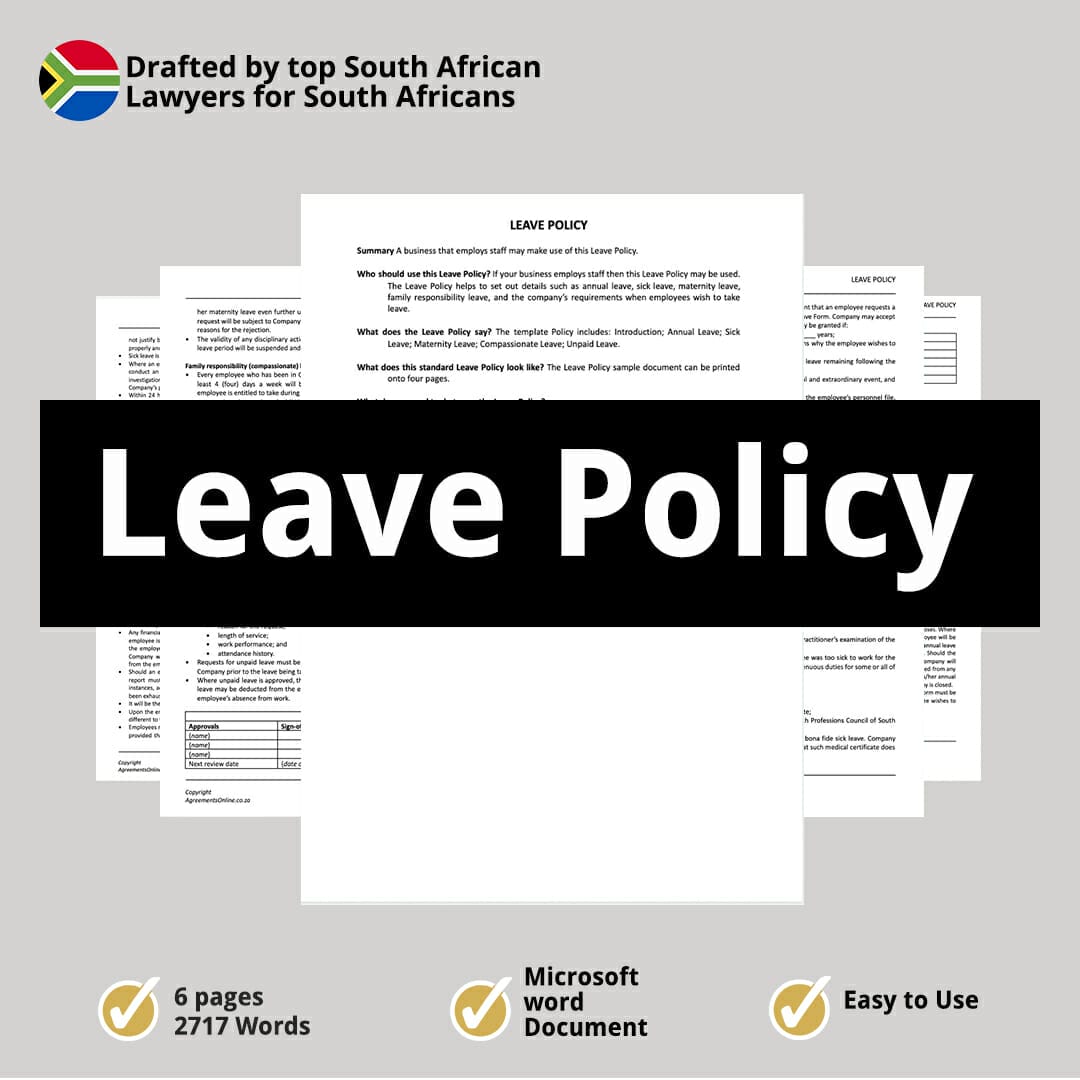 Leave Policy Template South Africa Agreements Online