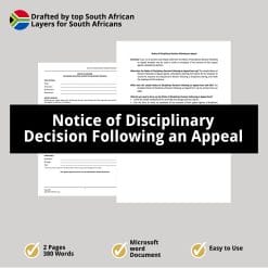 Notice of Disciplinary Decision Following an Appeal