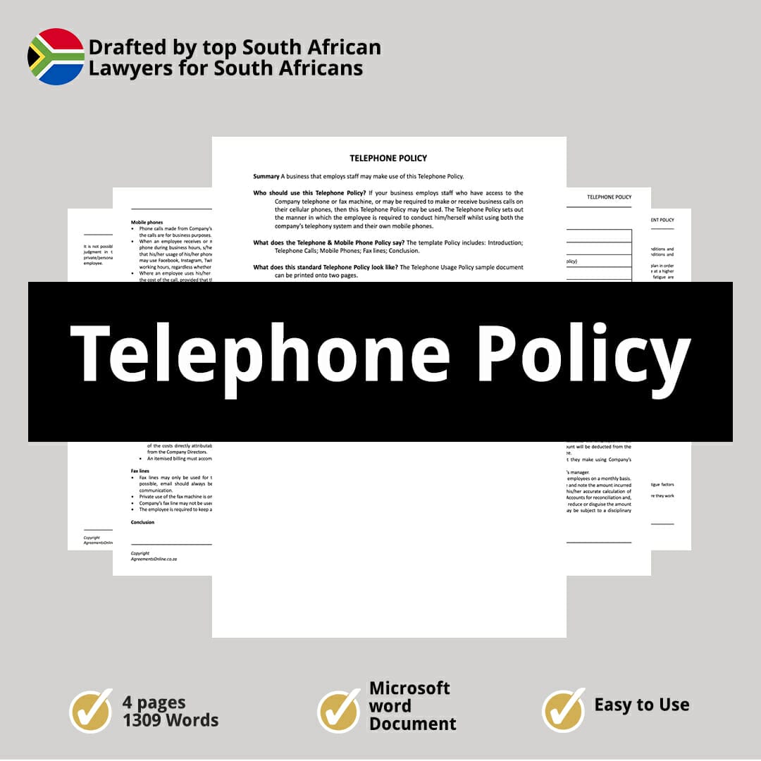 Telephone Policy - Template South Africa - Agreements Online