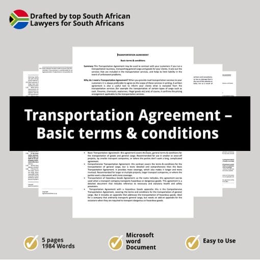 Transportation Agreement – Basic terms conditions 1