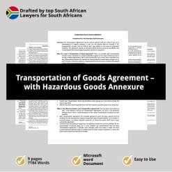 Transportation of Goods Agreement – with Hazardous Goods Annexure 1