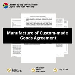 Manufacture of Custom made Goods Agreement