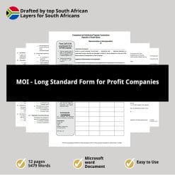 MOI Long Standard Form for Profit Companies