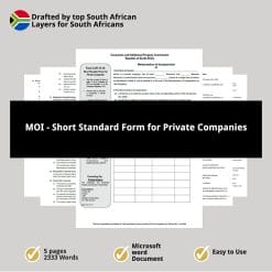 MOI Short Standard Form for Private Companies