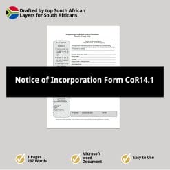 Notice of Incorporation Form CoR14